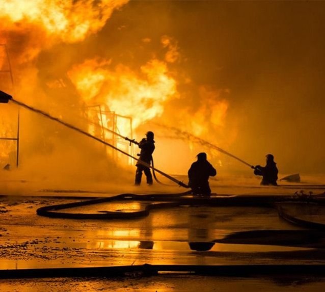 building on fire