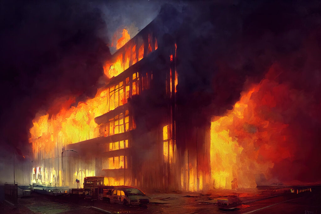 building on fire