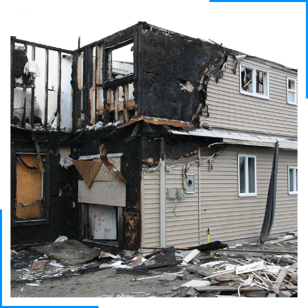 fire damaged house