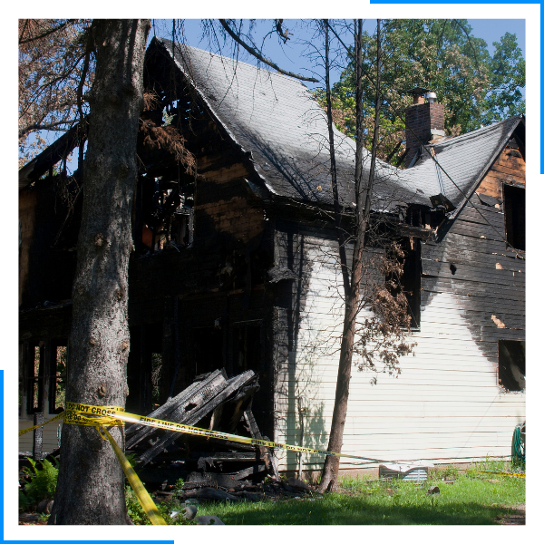 fire damaged house