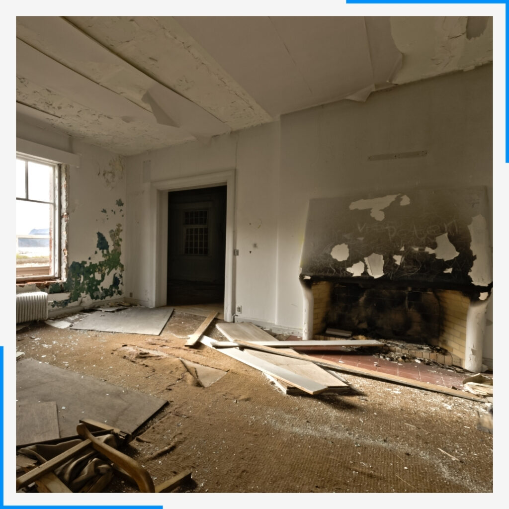 damaged commercial building