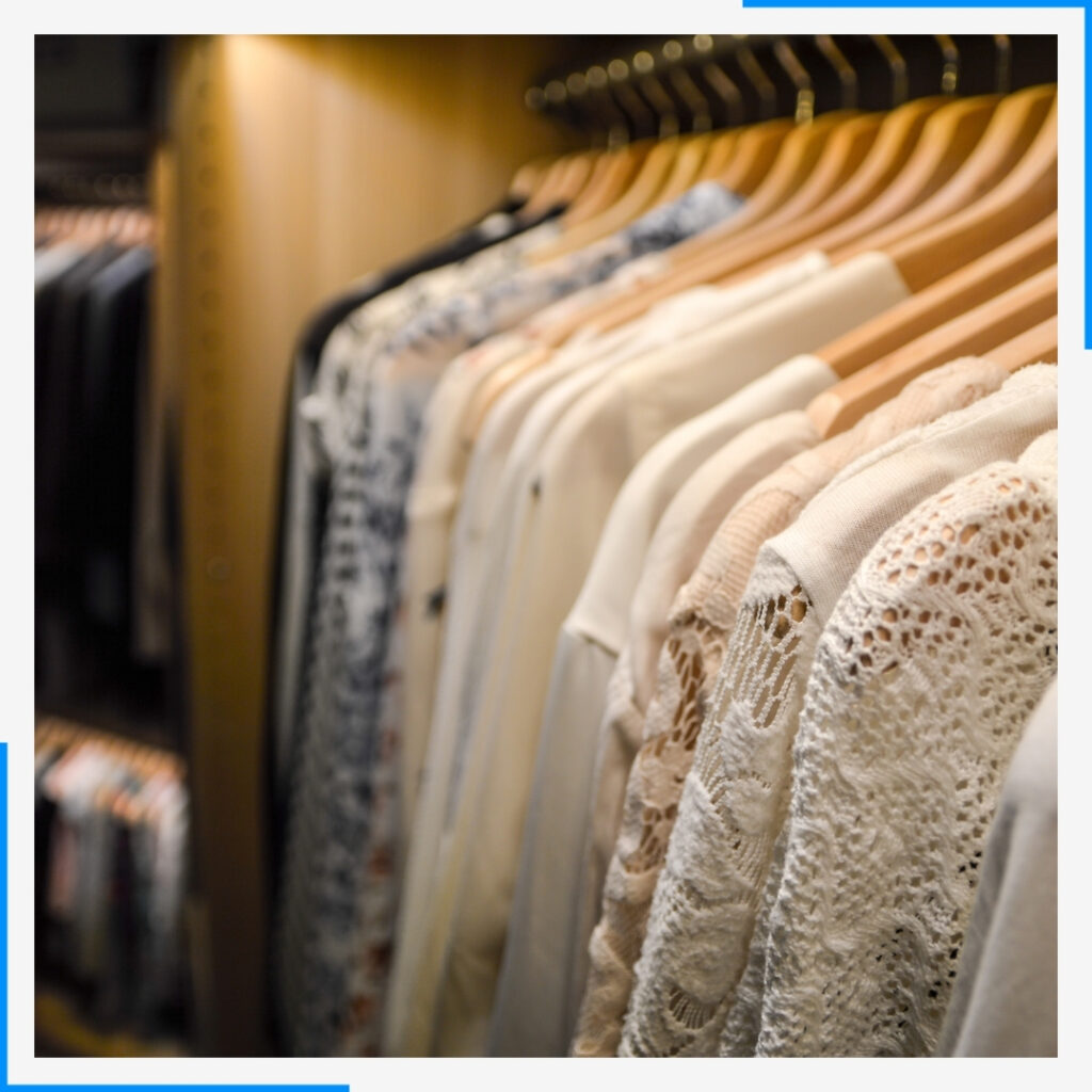 clothes hanging in closet