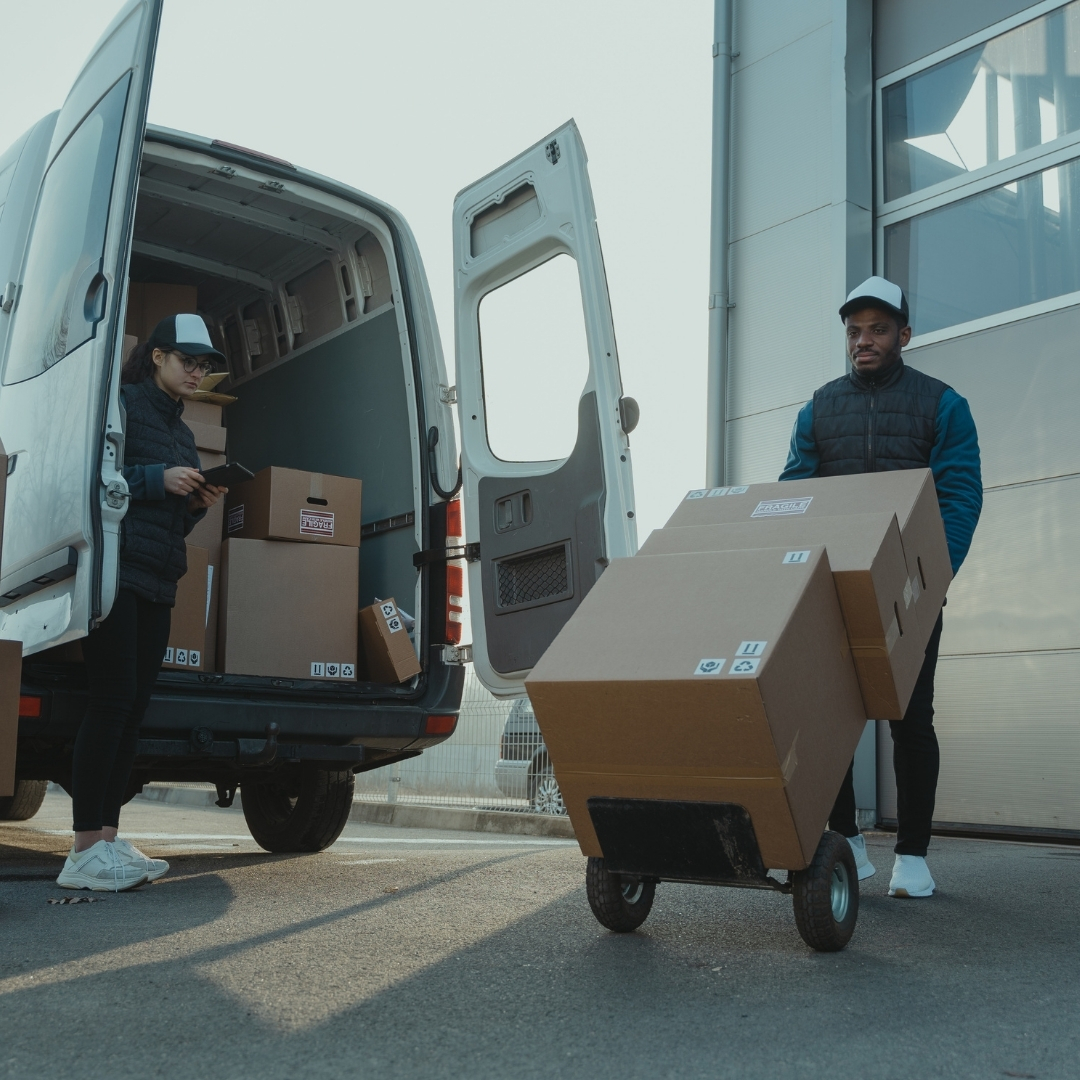 loading moving boxes