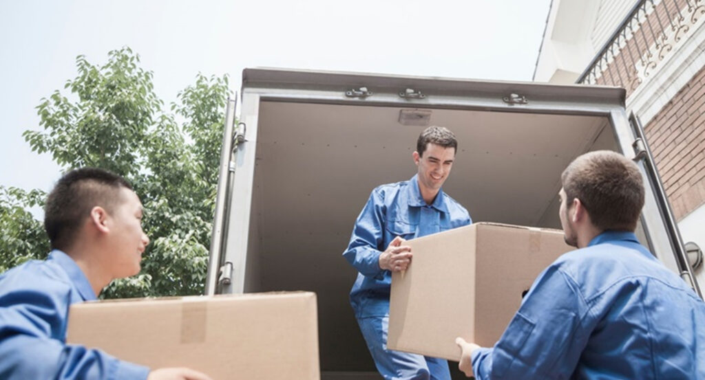 loading moving boxes