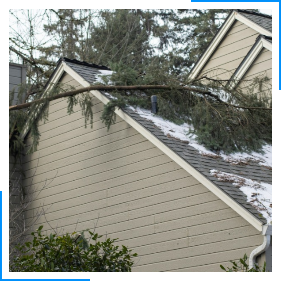 home with storm damage
